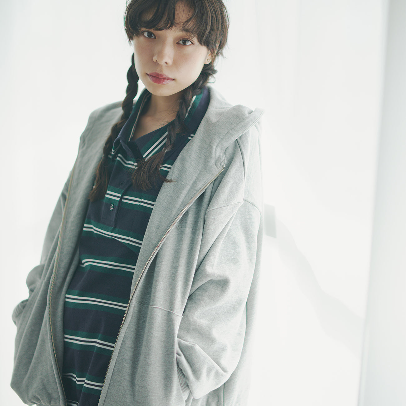 【新品】2025AW Collection フーディーブルゾン/チャコールグレー Re:EDIT（リエディ） ブルゾン アウター 「2025AW COLLECTION」フォー